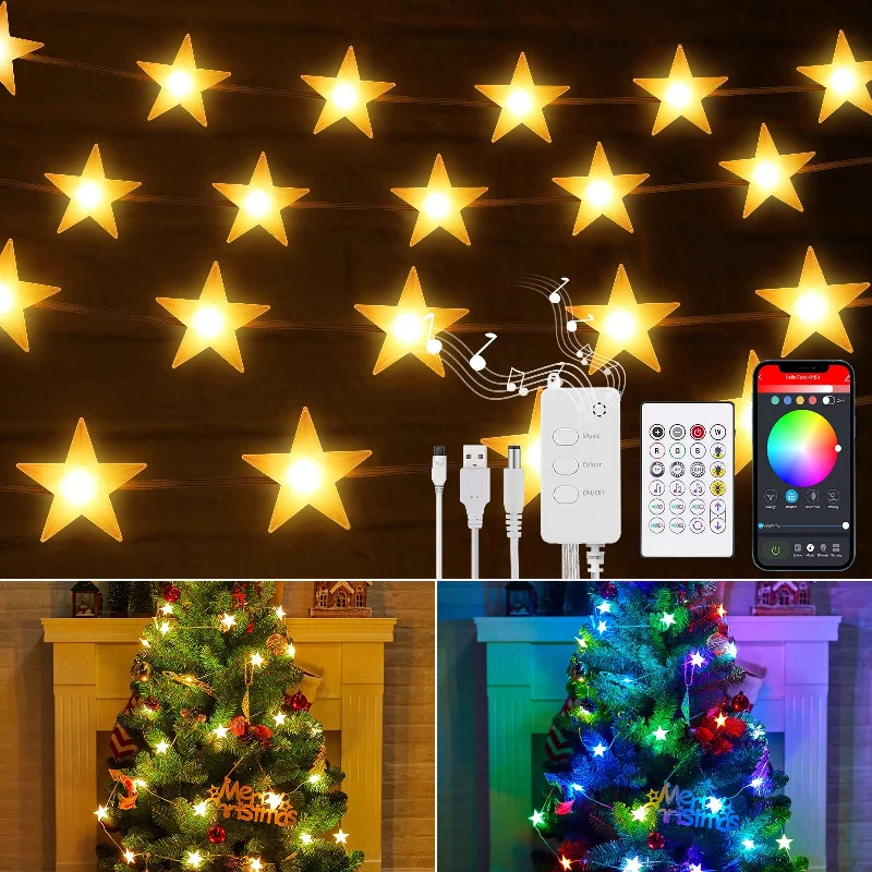 LED String Lights with Warm White GlowSmart Star String Lights, 11 Lighting Modes, Color Changing LED String Lights with Warm White GlowSmart Star String Lights, 11 Lighting Modes, Color Changing