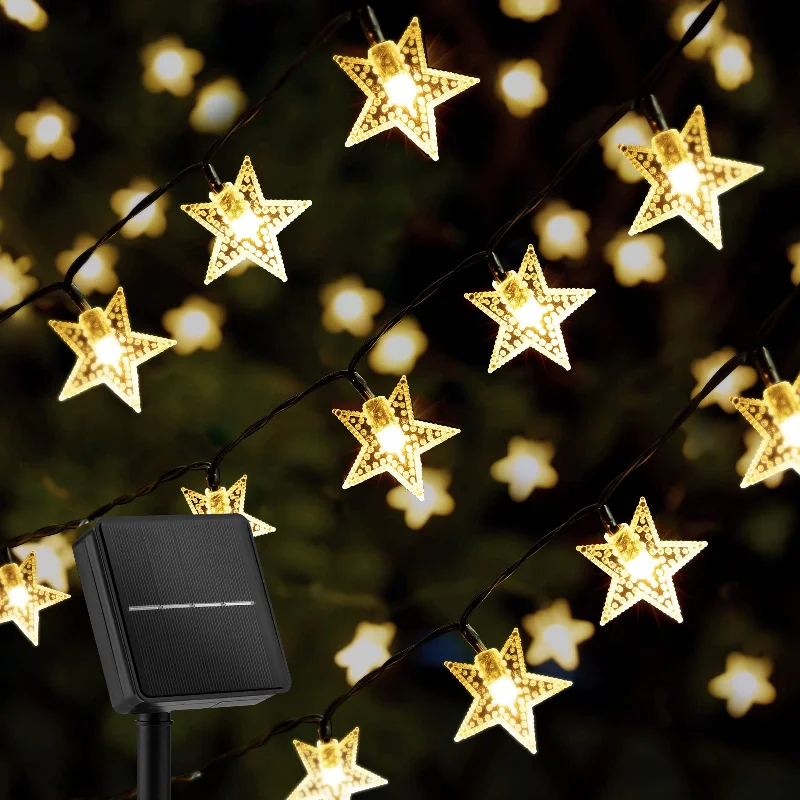 Solar - Powered String Lights for Energy - Saving BackyardsSolar Star String Lights, 8 Modes