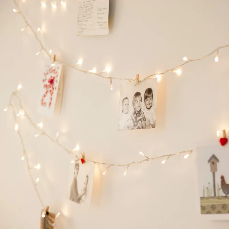 String Lights for Balcony Decoration100 Warm White LED Fairy Lights On Clear Cable