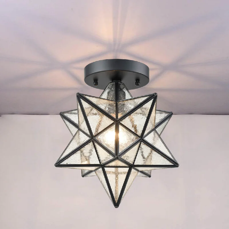Corrosion - Resistant Industrial Lighting for Coastal FactoriesIndustrial Moravian Star Ceiling Light with Seeded Glass 12 inches Corrosion - Resistant Industrial Lighting for Coastal FactoriesIndustrial Moravian Star Ceiling Light with Seeded Glass 12 inches