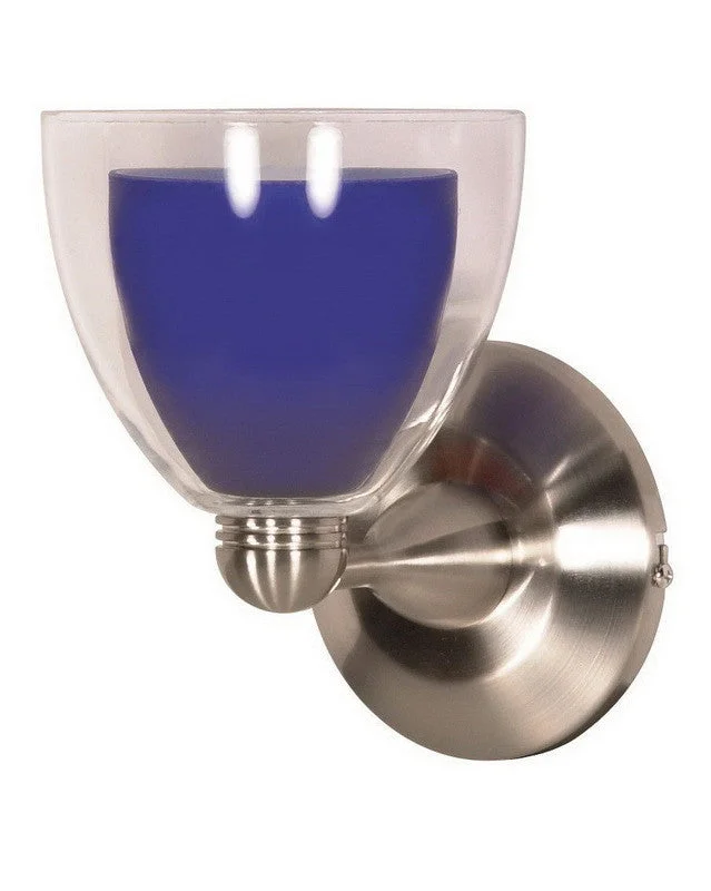 Nuvo Lighting 60-700 One Light Wall Sconce in Brushed Nickel Finish and Cobalt Blue Glass Nuvo Lighting 60-700 One Light Wall Sconce in Brushed Nickel Finish and Cobalt Blue Glass