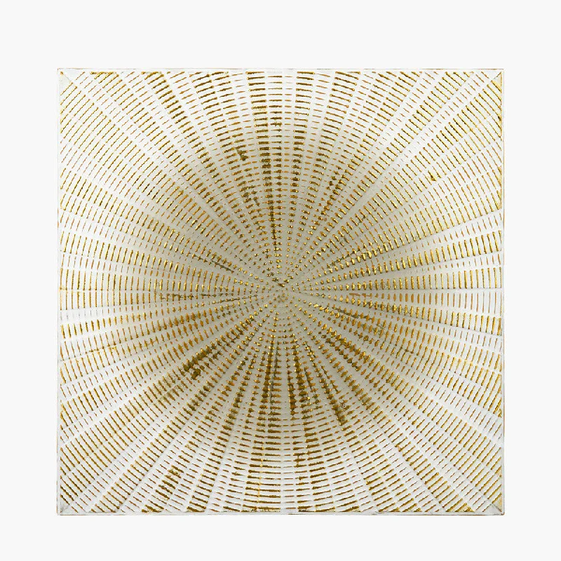 Light Grey and Gold Metal Starburst Wall Art