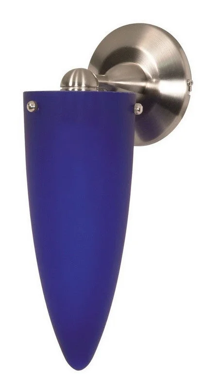 Nuvo Lighting 60-697 One Light Wall Sconce in Brushed Nickel Finish And Cobalt Blue Cone Cone Glass Nuvo Lighting 60-697 One Light Wall Sconce in Brushed Nickel Finish And Cobalt Blue Cone Cone Glass