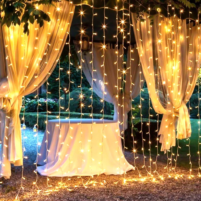 Color - Changing LED String Lights for Christmas DecorCurtain Fairy Lights with Remote & Adapter, 8 Modes