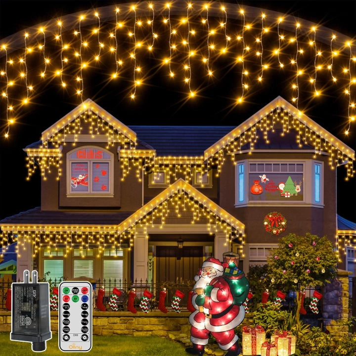 String Lights for Wedding ReceptionsOllny 594 LED 49ft Warm White Christmas Icicle Lights (Clear Cable, Plug in, 8 Modes) String Lights for Wedding ReceptionsOllny 594 LED 49ft Warm White Christmas Icicle Lights (Clear Cable, Plug in, 8 Modes)