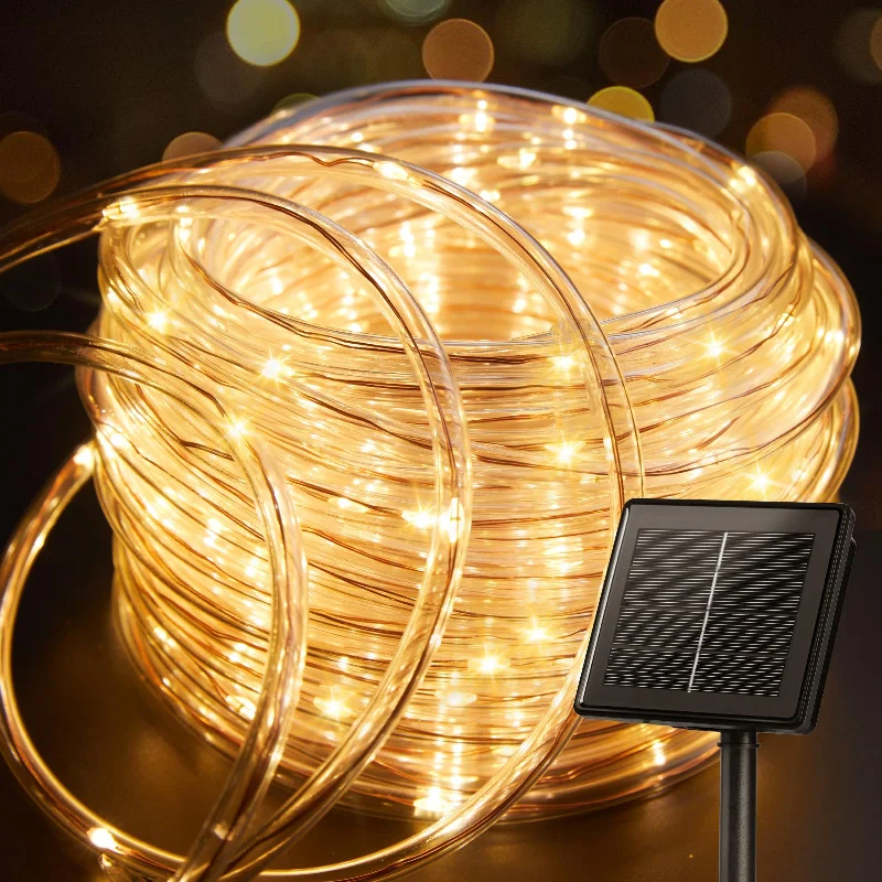 String Lights for Hotel Courtyard Lighting39FT 100LED Solar Rope Lights, 8 Modes, Warm White String Lights for Hotel Courtyard Lighting39FT 100LED Solar Rope Lights, 8 Modes, Warm White