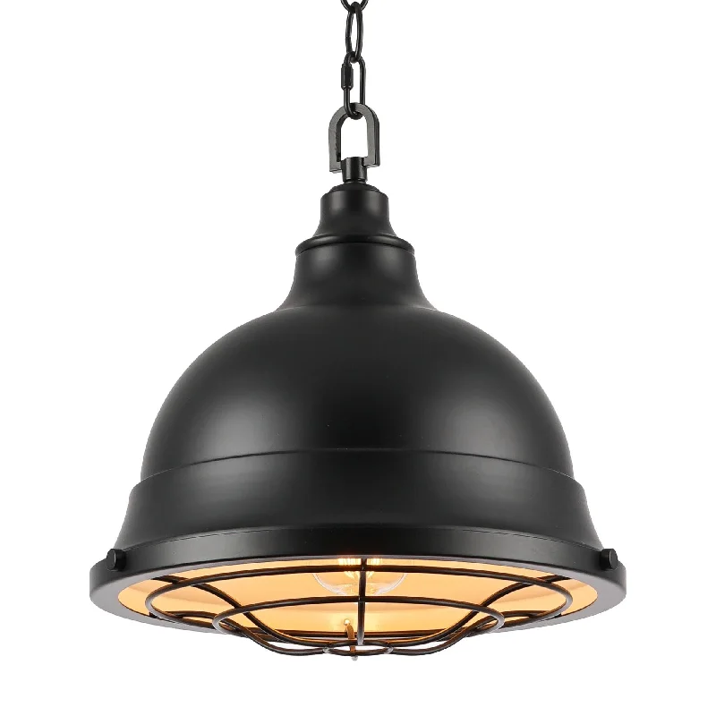 Industrial Lighting for Woodworking FactoriesKira Home Liberty 13" Modern Industrial Pendant Light + Metal Cage Shade, Adjustable Hanging Height, Black Finish