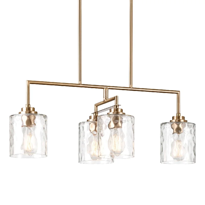 High - Bay LED Industrial Lighting for WarehousesKira Home Monroe 28" Modern 4-Light Island Light, Free Swinging Center Arm + Hammered Glass Shades, Adjustable Hanging Height, Cool Brass Finish High - Bay LED Industrial Lighting for WarehousesKira Home Monroe 28" Modern 4-Light Island Light, Free Swinging Center Arm + Hammered Glass Shades, Adjustable Hanging Height, Cool Brass Finish