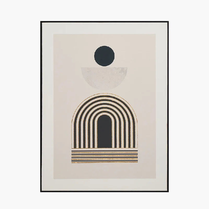 Art Deco Print with Linear Gold Detail and Black Frame