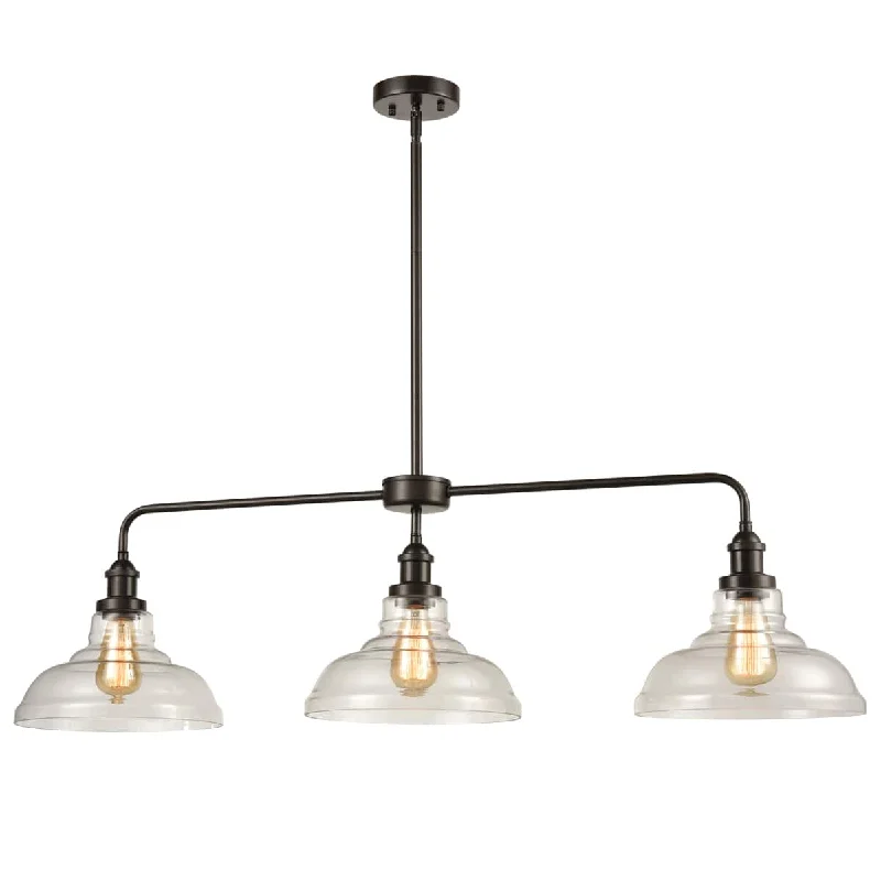 Industrial Lighting for Automotive Manufacturing PlantsModern Bronze Island Chandelier with Clear Glass Shade - 3 Light Industrial Lighting for Automotive Manufacturing PlantsModern Bronze Island Chandelier with Clear Glass Shade - 3 Light