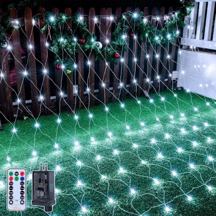 Solar - Powered String Lights for Energy - Saving BackyardsOllny 210 LED 10ft*7ft Cool White Net Lights (Clear wire, IP67 Waterproof, 8 Modes) Solar - Powered String Lights for Energy - Saving BackyardsOllny 210 LED 10ft*7ft Cool White Net Lights (Clear wire, IP67 Waterproof, 8 Modes)