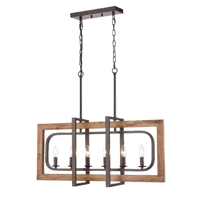 Industrial Ceiling - Mounted Lighting for Assembly Plants6-Light Wood Pendant Chandelier for Dining Room Rust Brown Industrial Ceiling - Mounted Lighting for Assembly Plants6-Light Wood Pendant Chandelier for Dining Room Rust Brown