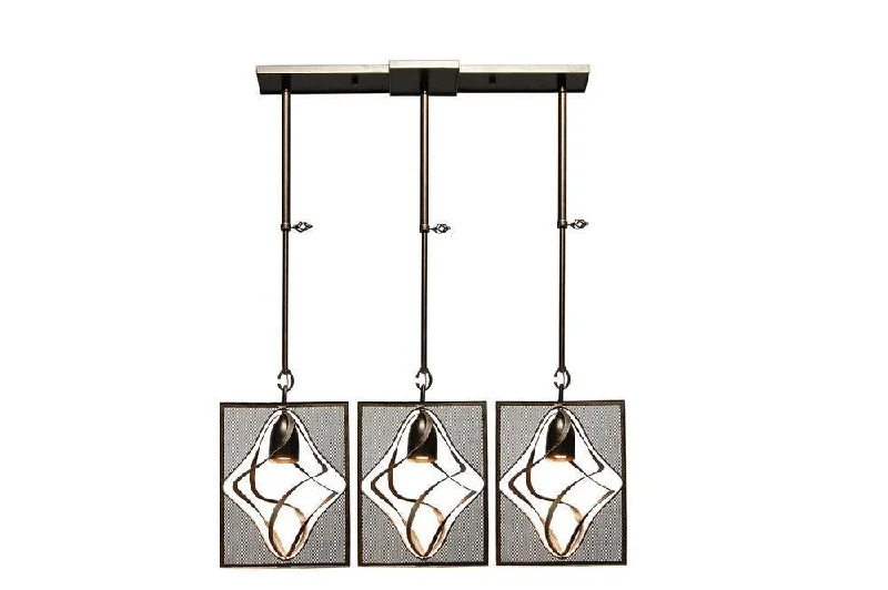 Kalco Lighting 2696-1SV Oxford Collection Three Light Island Pendant Chandelier in Aged Silver Finish