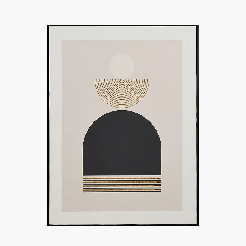 Art Deco Print with Gold Detail and Black Frame