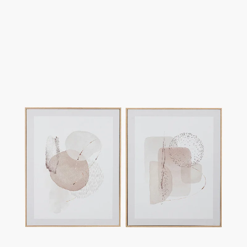 S/2 Natural Abstract Canvases with Natural Frame