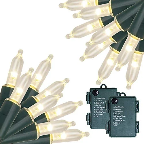 String Lights with Edison Bulbs for Rustic AmbianceOutdoor Christmas Lights - Battery Operated - 50 LED Mini String Light - 8 Modes - 16ft Waterproof - Warm White - 2 Pack String Lights with Edison Bulbs for Rustic AmbianceOutdoor Christmas Lights - Battery Operated - 50 LED Mini String Light - 8 Modes - 16ft Waterproof - Warm White - 2 Pack
