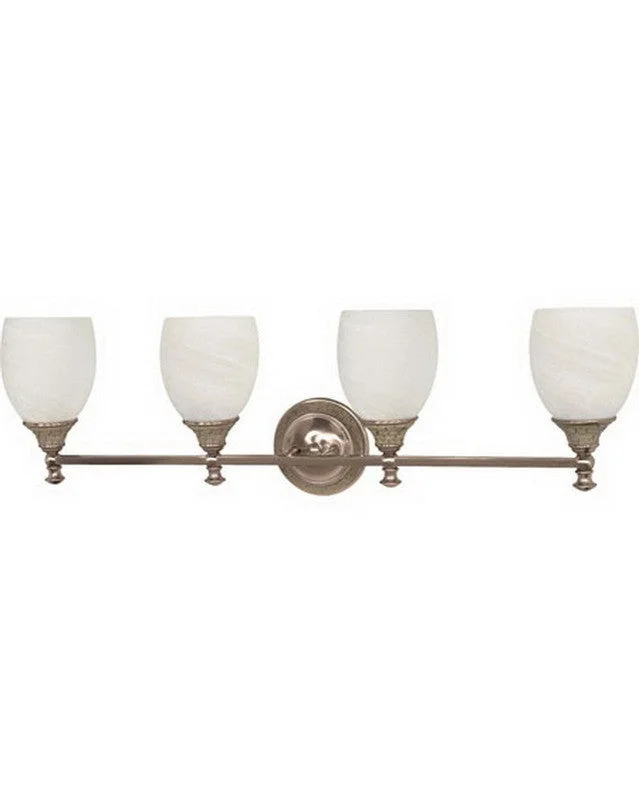 Nuvo Lighting 60-2485 Rockport Milano Collection Four Light Energy Efficient Fluorescent Bath Vanity Wall Fixture in Brushed Nickel Finish Nuvo Lighting 60-2485 Rockport Milano Collection Four Light Energy Efficient Fluorescent Bath Vanity Wall Fixture in Brushed Nickel Finish