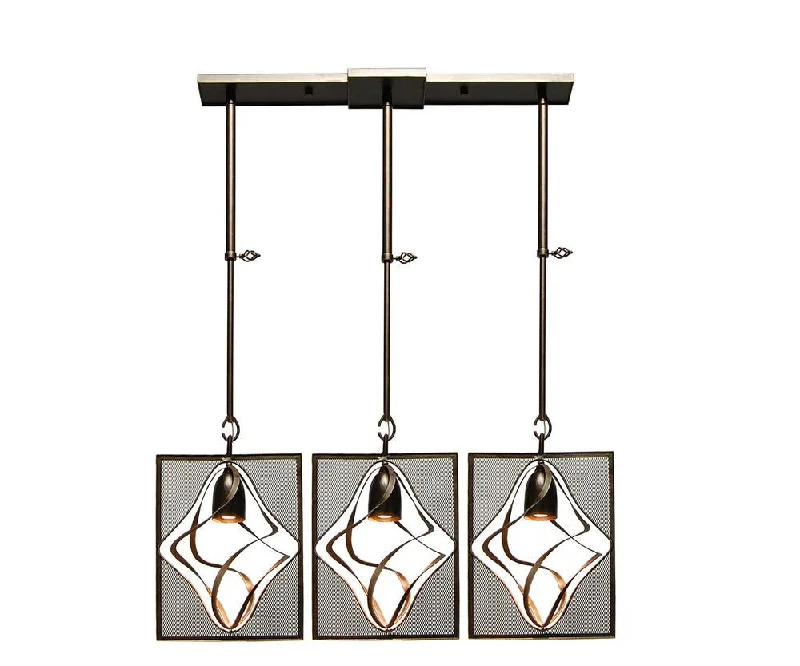 Kalco Lighting 2696-1VI Oxford Collection Three Light Island Pendant Chandelier in Vintage Iron Finish