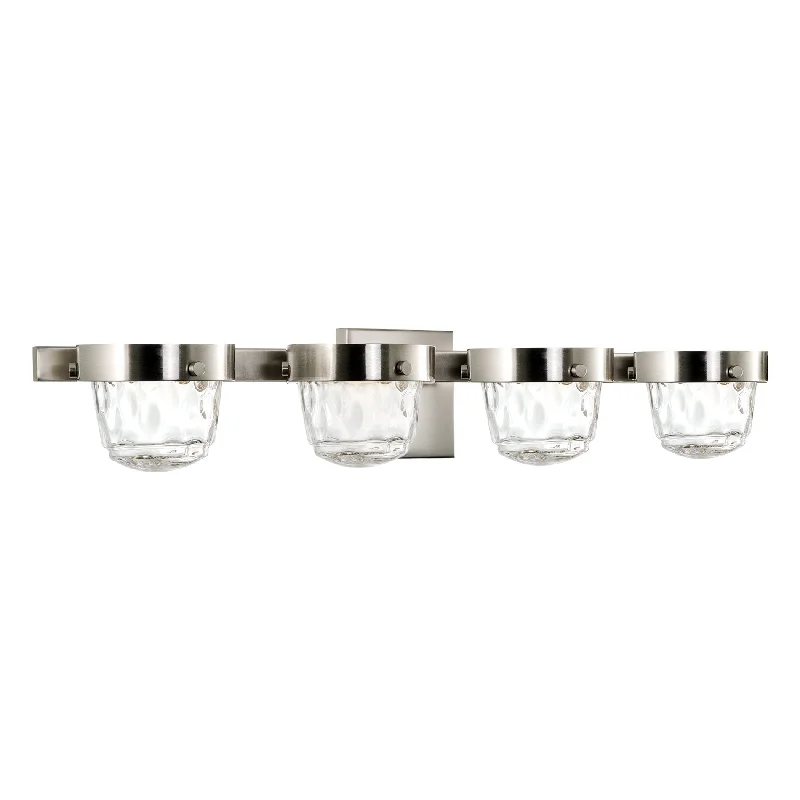 Energy - Efficient Industrial Lighting for Cost - SavingsKira Home Oslo 29" 4-Light Modern LED Bathroom Vanity Light, Integrated LED Bathroom Lighting Fixture + Clear Hammered Glass Shades, 3000K Soft White Light (40W), Brushed Nickel/Silver Finish Energy - Efficient Industrial Lighting for Cost - SavingsKira Home Oslo 29" 4-Light Modern LED Bathroom Vanity Light, Integrated LED Bathroom Lighting Fixture + Clear Hammered Glass Shades, 3000K Soft White Light (40W), Brushed Nickel/Silver Finish