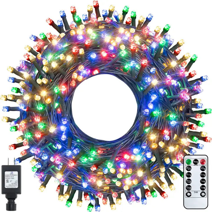 Color - Changing LED String Lights for Christmas DecorOllny 400 LEDS 132ft Multicolor String Lights (Green Cable, Plug in, 8 Modes, IP44 Waterproof) Color - Changing LED String Lights for Christmas DecorOllny 400 LEDS 132ft Multicolor String Lights (Green Cable, Plug in, 8 Modes, IP44 Waterproof)