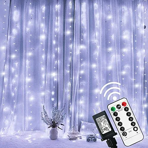 Solar - Powered String Lights for Energy - Saving Backyards300 LED White Curtain String Lights - 6.6ft x 9.8ft - Waterproof - Remote and Timer - Dimmable - Indoor/Outdoor Solar - Powered String Lights for Energy - Saving Backyards300 LED White Curtain String Lights - 6.6ft x 9.8ft - Waterproof - Remote and Timer - Dimmable - Indoor/Outdoor