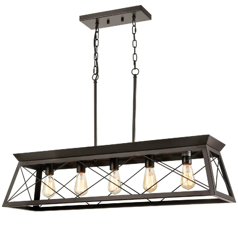 Industrial Lighting for Chemical PlantsIndustrial Island Chandelier Cross Framed Trapezoidal Shade - 5 Light Industrial Lighting for Chemical PlantsIndustrial Island Chandelier Cross Framed Trapezoidal Shade - 5 Light