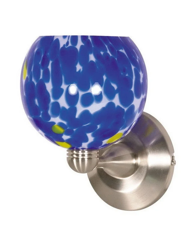 Nuvo Lighting 60-710 One Light Wall Sconce in Brushed Nickel Finish and Caspian Blue Sphere Glass Nuvo Lighting 60-710 One Light Wall Sconce in Brushed Nickel Finish and Caspian Blue Sphere Glass