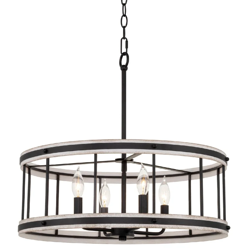 Industrial Emergency Lighting for Safety in FactoriesKira Home Brynn 21" 4-Light Farmhouse Pendant Drum Chandelier, White Ash Wood Style + Black Finish