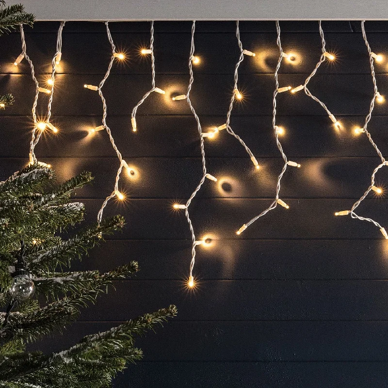 Twinkling String Lights for a Magical AtmospherePro Connect 2m 100 Traditional Warm White Connectable Icicle Lights White Cable Twinkling String Lights for a Magical AtmospherePro Connect 2m 100 Traditional Warm White Connectable Icicle Lights White Cable