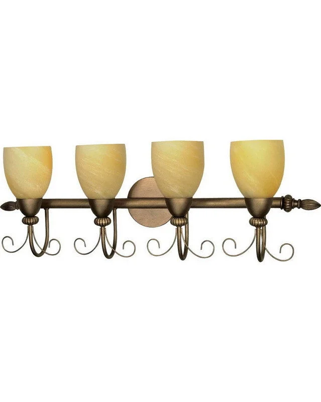Nuvo Lighting 60-152 Vanguard Collection Four Light Bath Vanity Wall Fixture in Flemish Gold Finish Nuvo Lighting 60-152 Vanguard Collection Four Light Bath Vanity Wall Fixture in Flemish Gold Finish