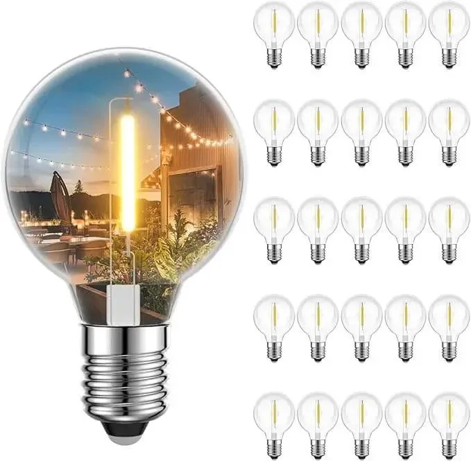 String Lights for Camping TripsGluroo G40 LED Outdoor String Lights: Dimmable, Shatterproof, E12 Screw Base, Warm White String Lights for Camping TripsGluroo G40 LED Outdoor String Lights: Dimmable, Shatterproof, E12 Screw Base, Warm White