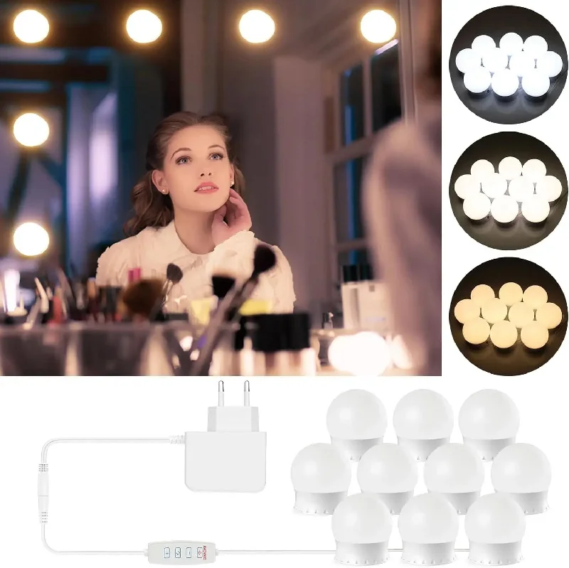 LED String Lights with Warm White GlowGluroo Hollywood Mirror Lights with 10 Dimmable Bulbs LED String Lights with Warm White GlowGluroo Hollywood Mirror Lights with 10 Dimmable Bulbs