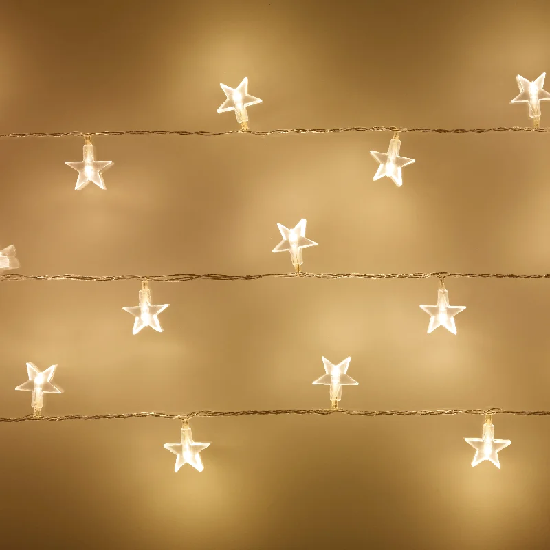String Lights for Balcony Decoration30 Warm White LED Star Fairy Lights On Clear Cable String Lights for Balcony Decoration30 Warm White LED Star Fairy Lights On Clear Cable