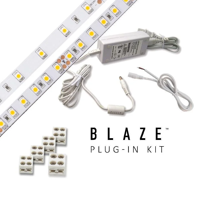 Industrial Lighting with High CRI (Color Rendering Index) for True Color PerceptionBlaze 12V LED Retail Tape Light Kits, Plug-In Power Supply, 100lm Industrial Lighting with High CRI (Color Rendering Index) for True Color PerceptionBlaze 12V LED Retail Tape Light Kits, Plug-In Power Supply, 100lm