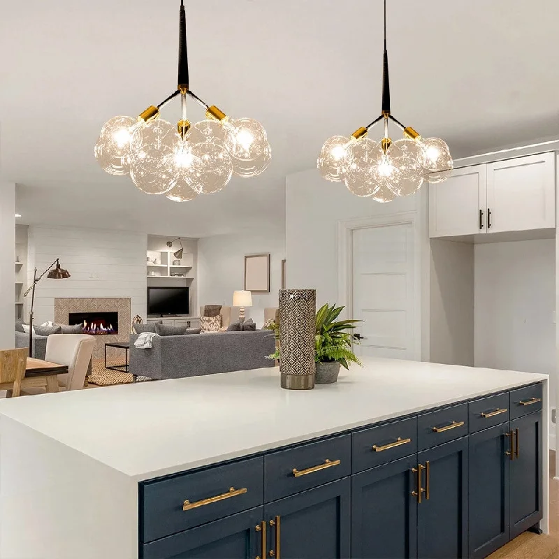 LED Chandeliers for Energy - Efficient Lighting3-Light Modern Glam Cluster Clear Glass Globe Bubble Chandelier with Bulbs Included - 19.7 in. W x 22 in. H LED Chandeliers for Energy - Efficient Lighting3-Light Modern Glam Cluster Clear Glass Globe Bubble Chandelier with Bulbs Included - 19.7 in. W x 22 in. H