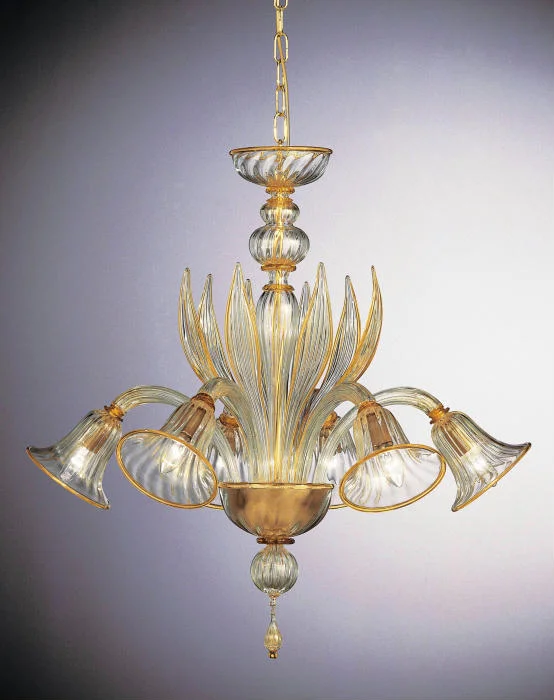 Chandeliers with Multiple Lights for Maximum IlluminationAmber And Gold Bell-Shaped Chandelier