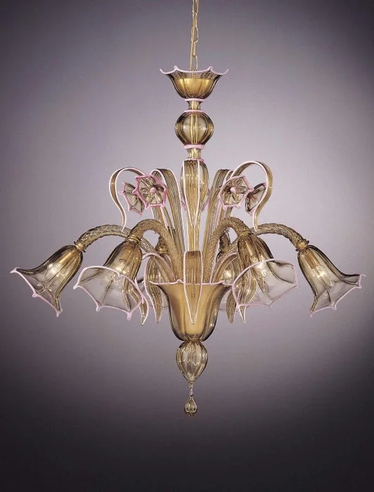 Modern Crystal Chandeliers for Contemporary HomesAmber And Pink Murano Chandelier