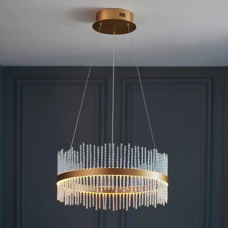Chandeliers with Metal Frames in Black FinishAmos Vanburgh Small Pendant Chandelier Brushed Gold