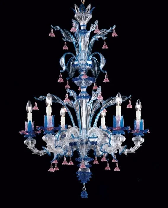 Chandeliers for High Ceilings to Fill Vertical SpaceAquamarine And Ruby Rezzonico Style 6 Light Chandelier