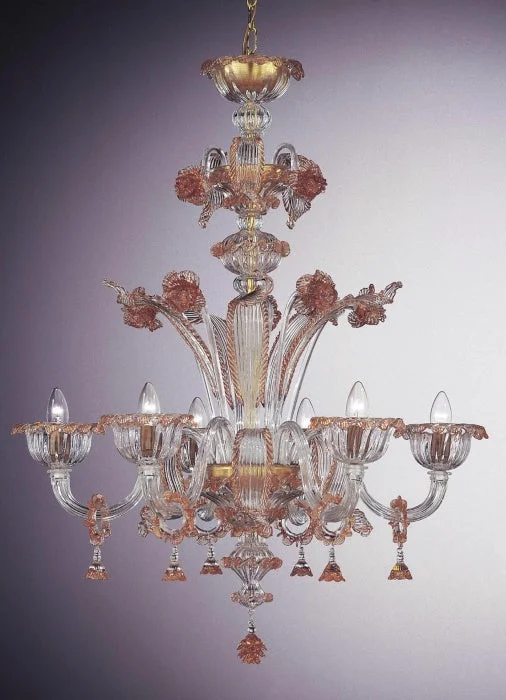 Chandeliers with Dimmable Lights for Ambiance ControlCoral And Gold Murano Glass Chandelier