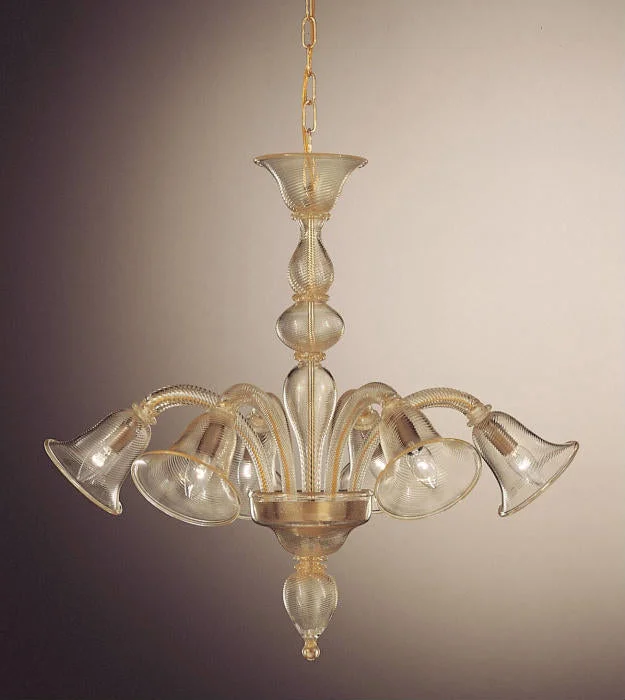 Art Deco Chandeliers for a Retro - Glam LookCrystal And Gold Murano Glass Chandelier With Tulip Shaped Shade Art Deco Chandeliers for a Retro - Glam LookCrystal And Gold Murano Glass Chandelier With Tulip Shaped Shade