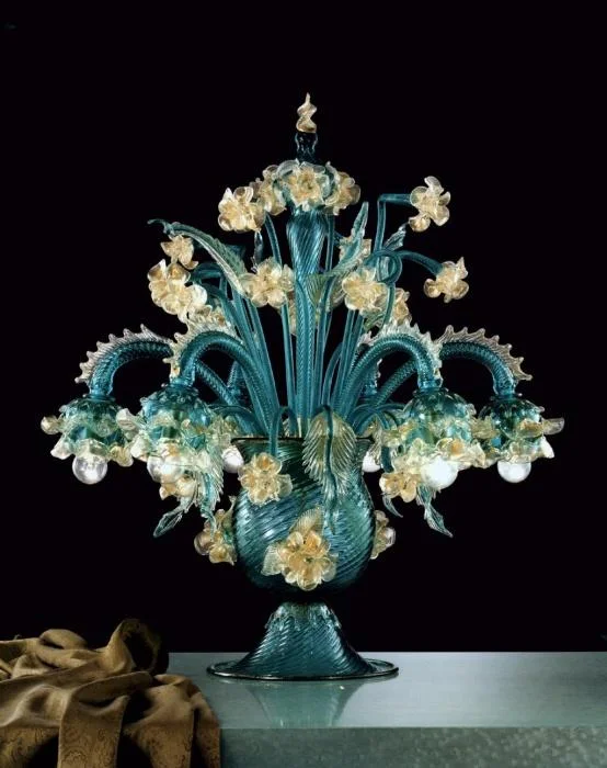 Bohemian - Style Beaded Chandeliers for Eclectic DecorGreen And Gold Murano Glass Chandelier Table Lamp