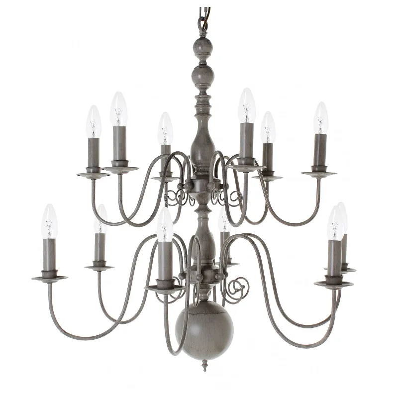 Chandeliers with Adjustable Height for Custom InstallationImpex Lighting PG05579/12/GRY Bologna Flemish (6+6) 12 Light Chandelier Grey Chandeliers with Adjustable Height for Custom InstallationImpex Lighting PG05579/12/GRY Bologna Flemish (6+6) 12 Light Chandelier Grey