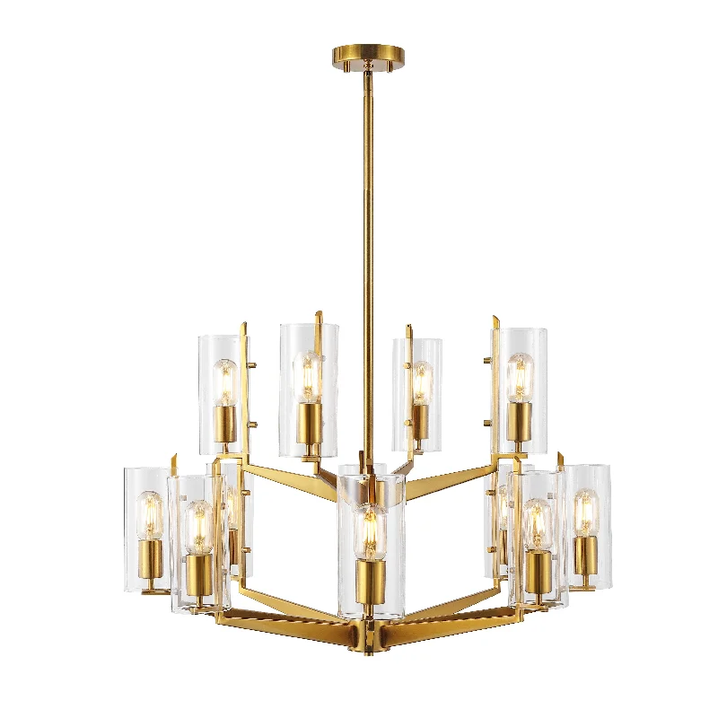Chandeliers with Metal Frames in Black FinishJENNICA GLASS CHANDELIER