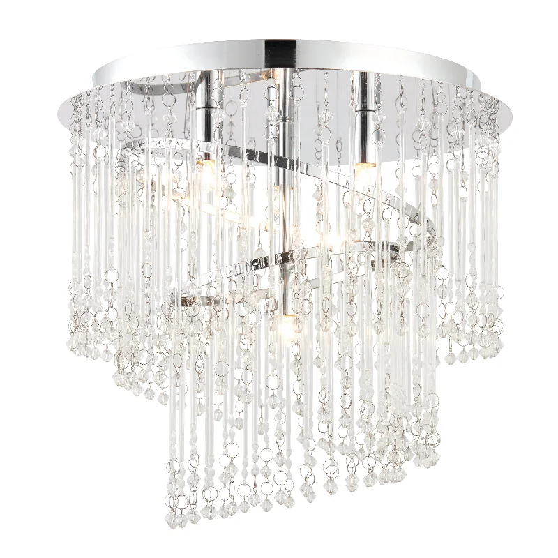 Victorian - Inspired Chandeliers with Ornate DetailsColette 4Lt Indoor Flush Light In Chrome Plate & Clear Glass Finish