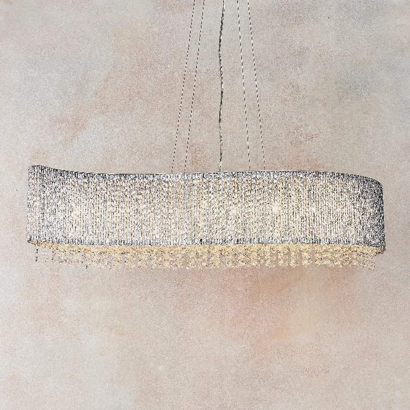 Chandeliers with Metal Frames in Gold FinishGalatea 8Lt Indoor Pendant Light In Chrome Plate & Clear Crystal Finish