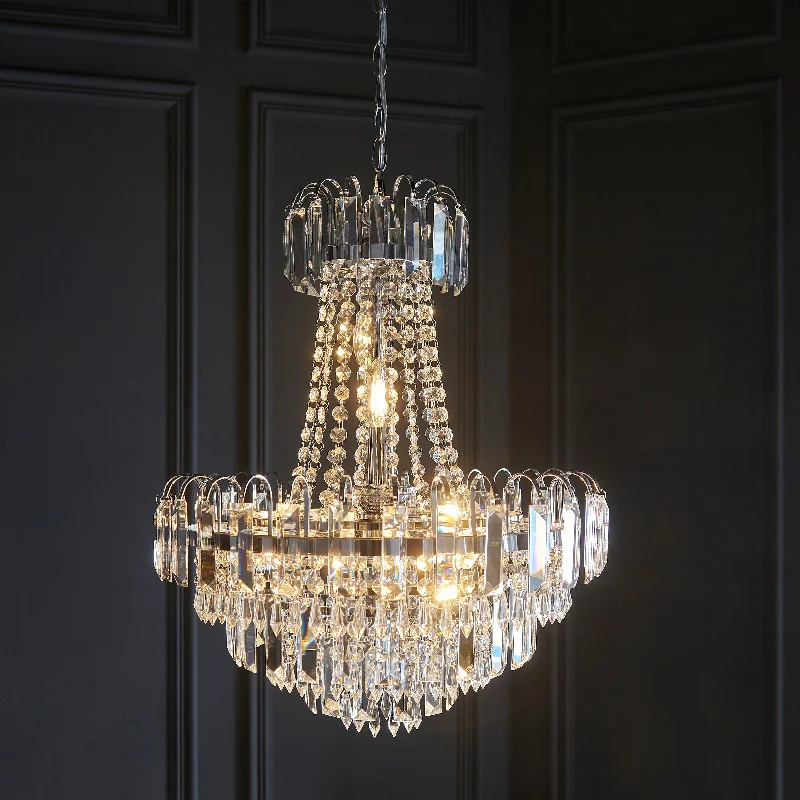 Oversized Chandeliers as a Statement Piece in Living RoomsHarmony 6Lt Indoor Pendant Light In Clear Glass & Chrome Plate Finish Oversized Chandeliers as a Statement Piece in Living RoomsHarmony 6Lt Indoor Pendant Light In Clear Glass & Chrome Plate Finish