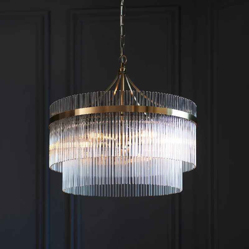 LED Chandeliers for Energy - Efficient LightingMarianna 5Lt Indoor Pendant Light In Antique Brass Plate & Clear Glass Finish LED Chandeliers for Energy - Efficient LightingMarianna 5Lt Indoor Pendant Light In Antique Brass Plate & Clear Glass Finish
