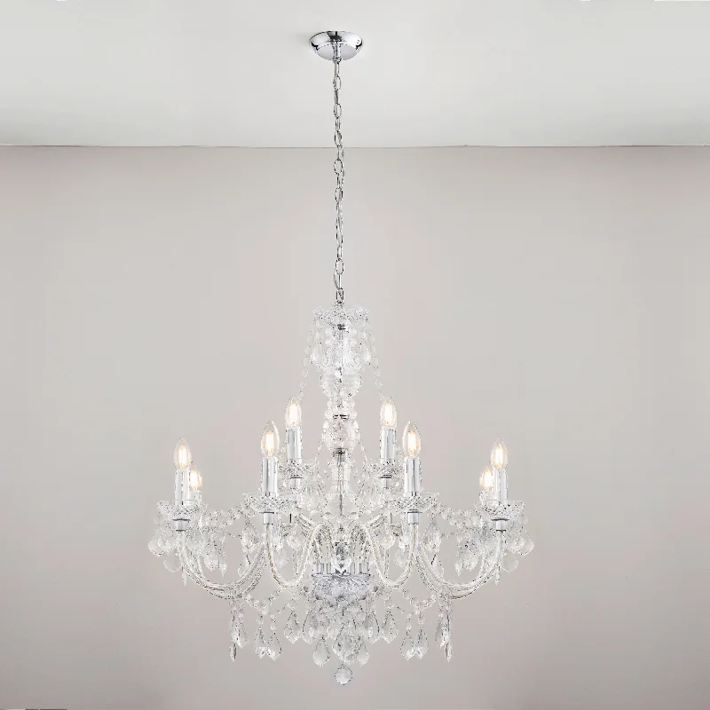 Chandeliers with Sputnik - Style Design for a Futuristic VibeRegency 2Lt Indoor Pendant Light In Clear Acrylic & Chrome Plate Finish Chandeliers with Sputnik - Style Design for a Futuristic VibeRegency 2Lt Indoor Pendant Light In Clear Acrylic & Chrome Plate Finish