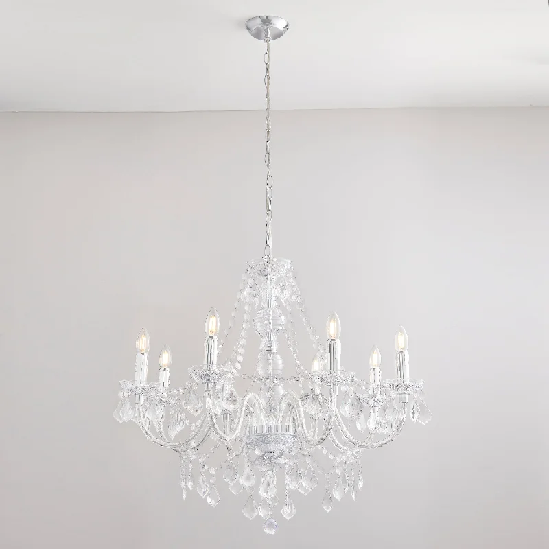 Ceiling - Mounted Chandeliers for Standard CeilingsRegency 8Lt Indoor Pendant Light In Clear Acrylic & Chrome Plate Finish
